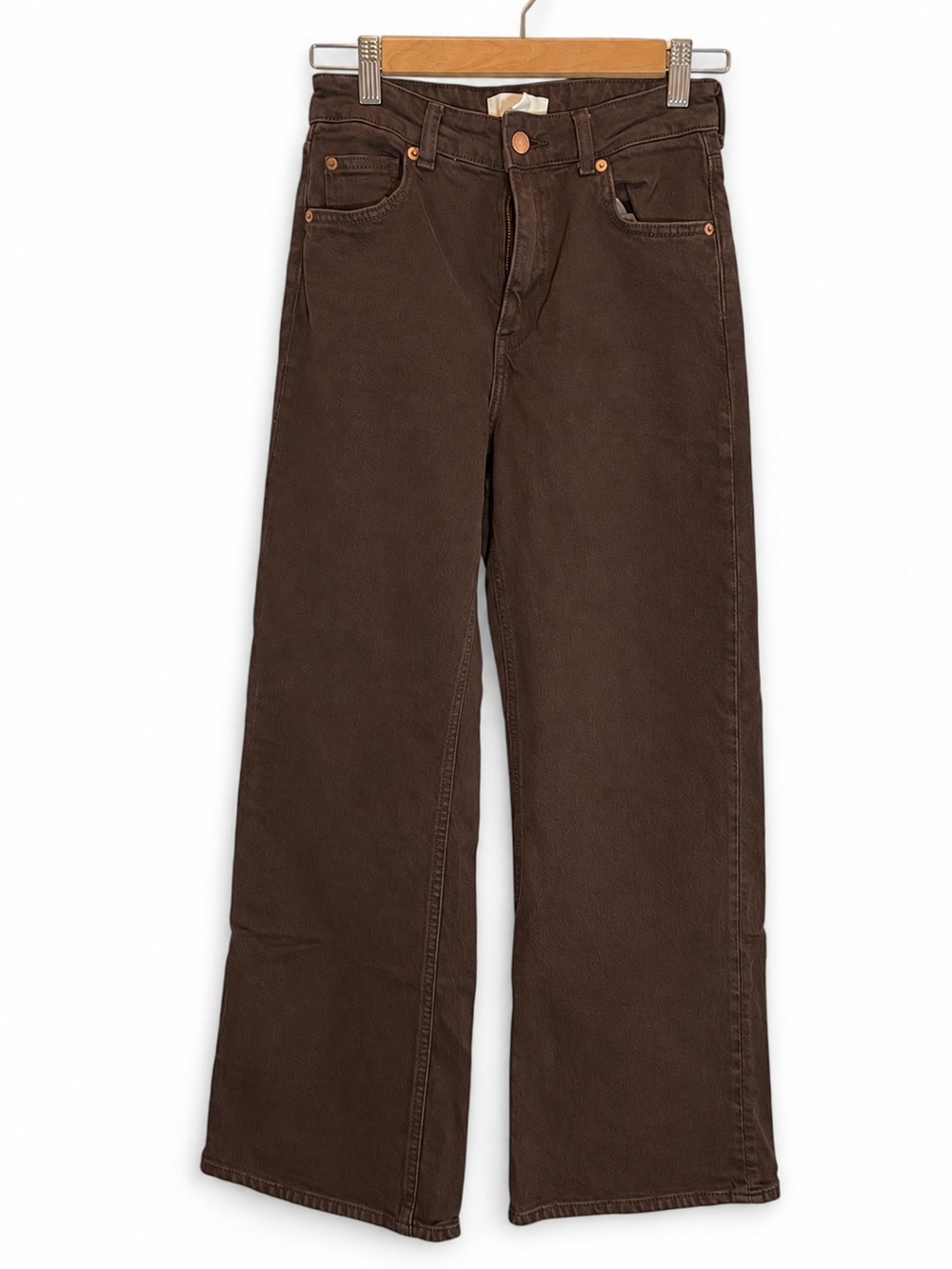 H&M Women’s Chocolate Brown High Rise Wide Leg Jeans Size 4